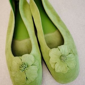 Vintage Apple Green Ultra Suede Flat Shoes
